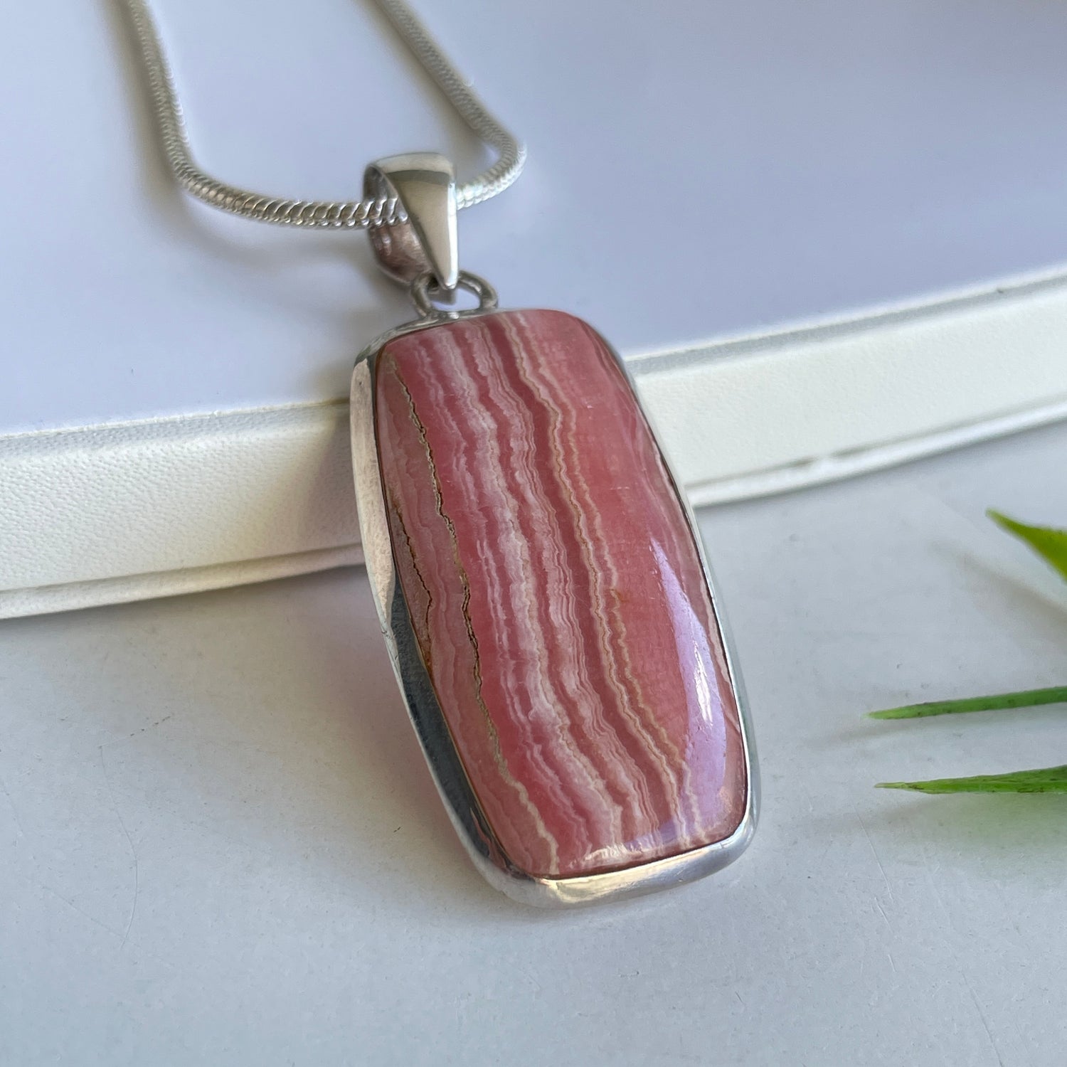 Rhodochrosite Rectangle Pendant 006