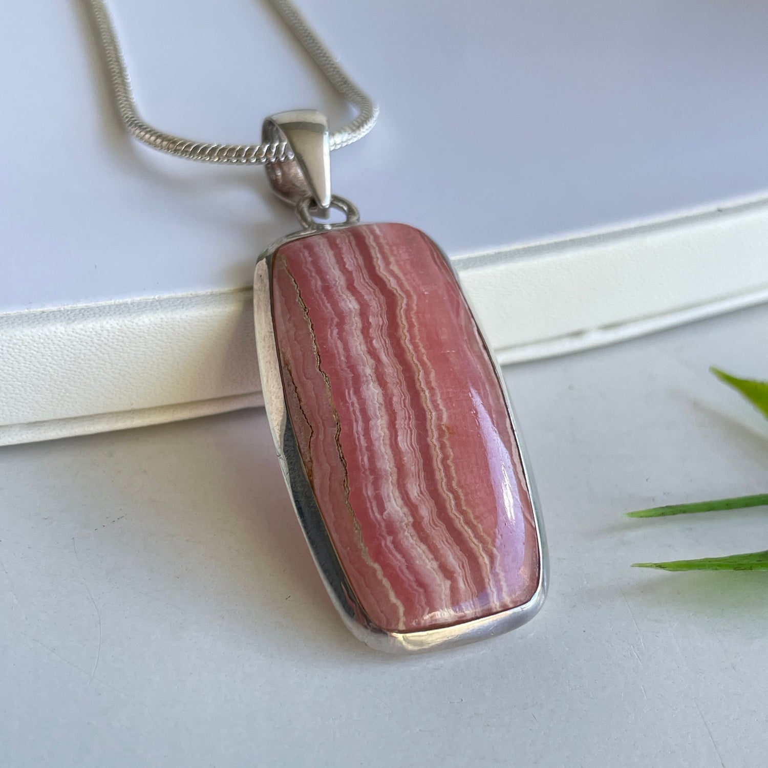 Rhodochrosite Rectangle Pendant 006