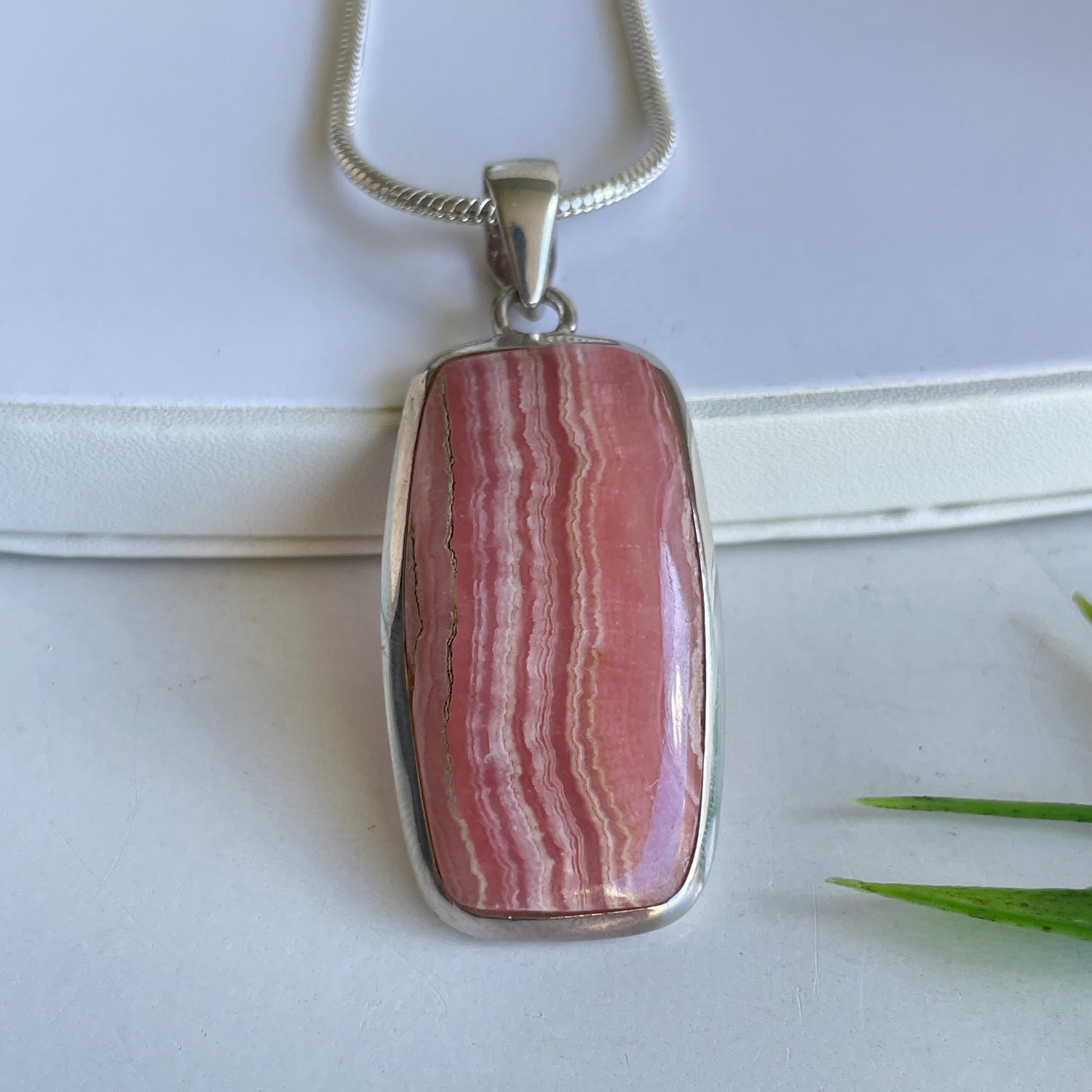 Rhodochrosite Rectangle Pendant 006