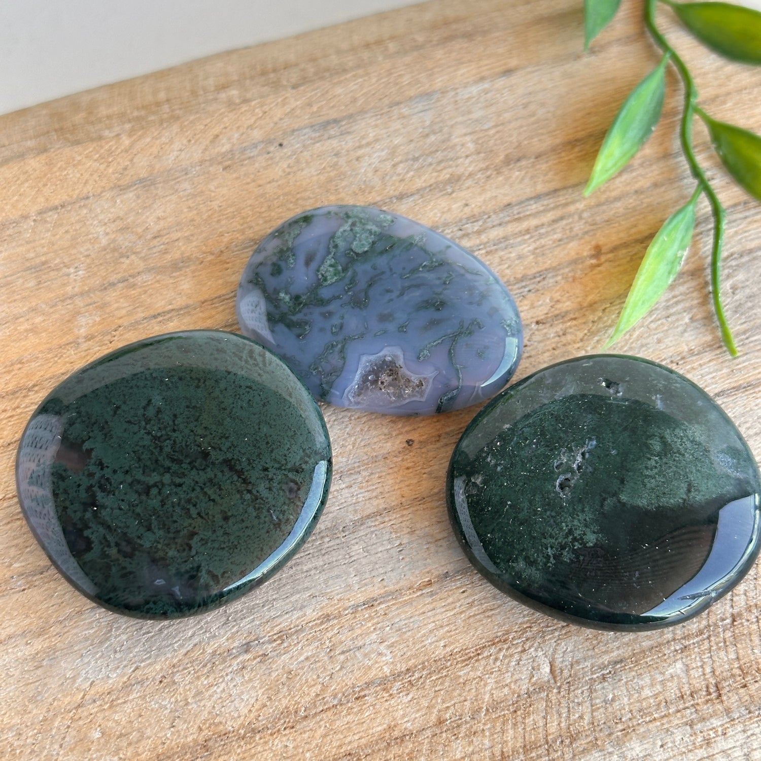 Moss Agate Flat Stone XL Bra Buddy