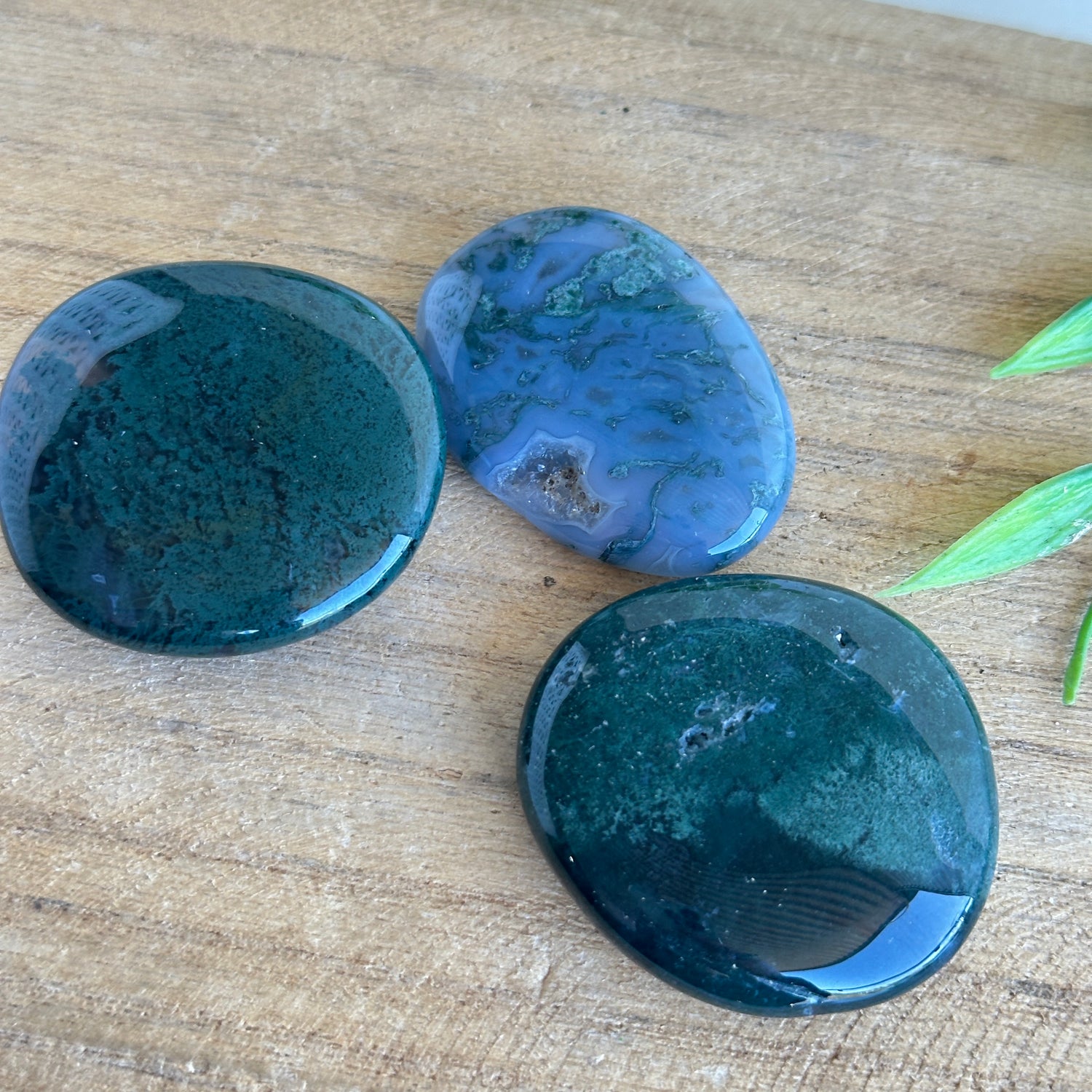 Moss Agate Flat Stone XL Bra Buddy