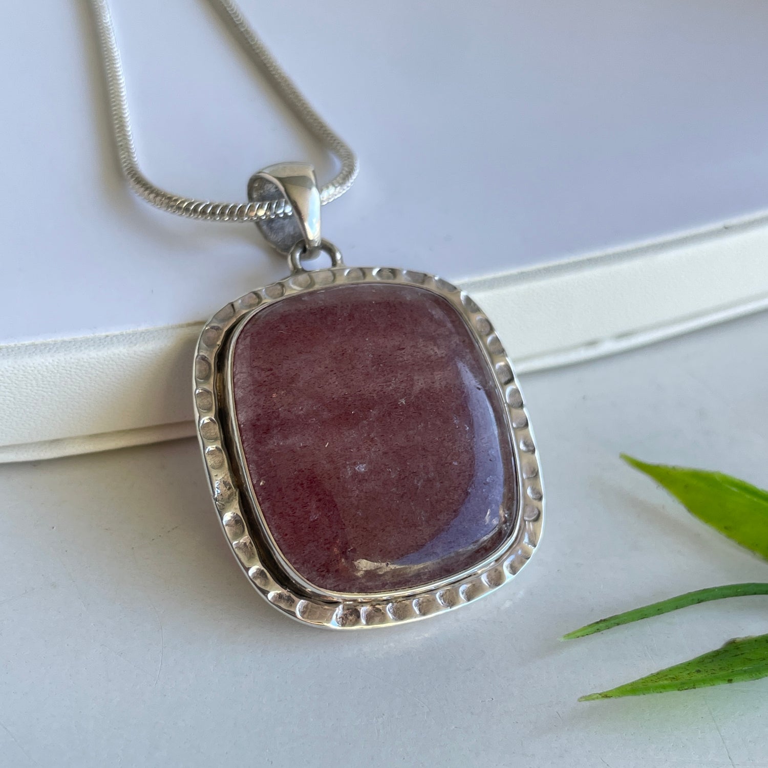Strawberry Quartz Rectangle Pendant