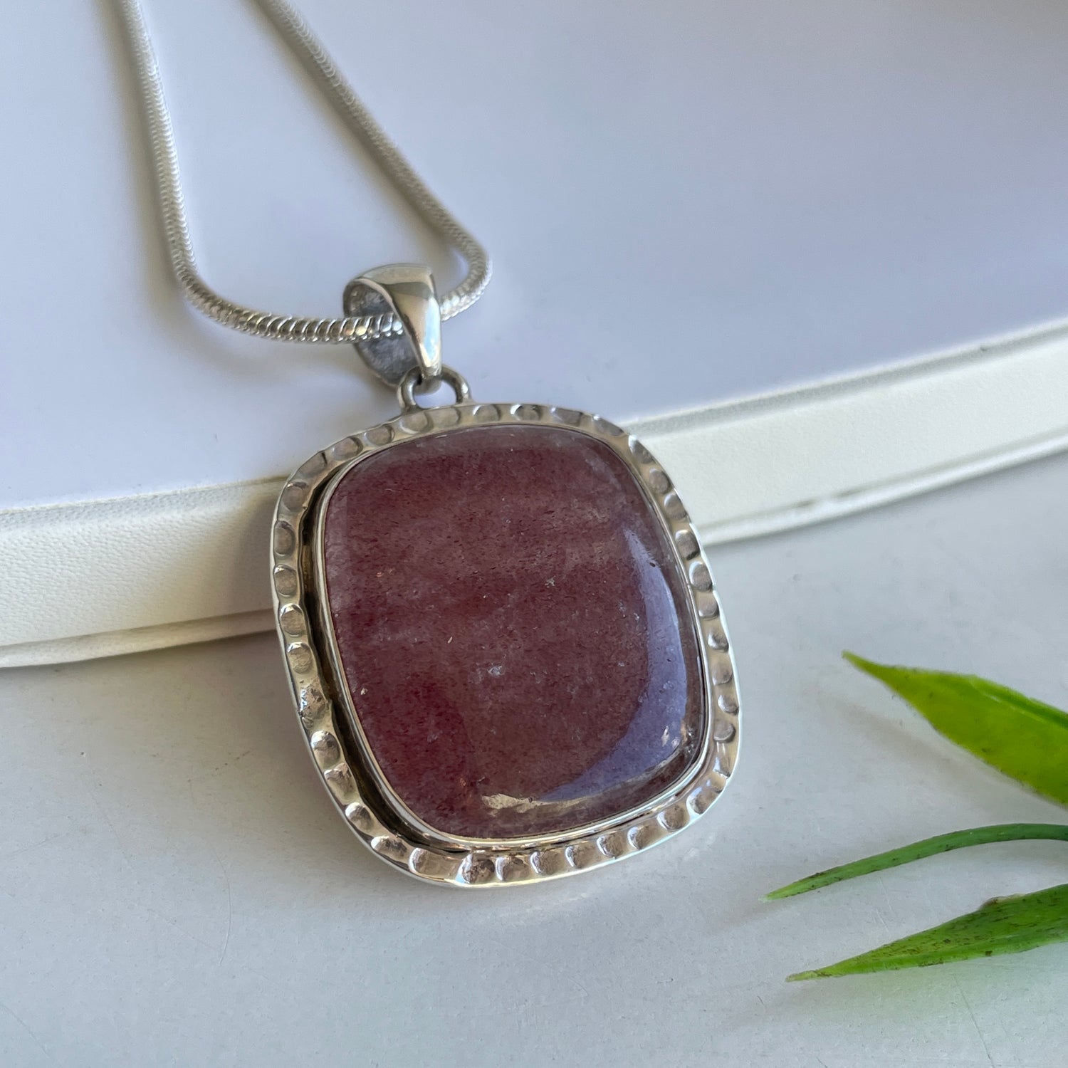Strawberry Quartz Rectangle Pendant