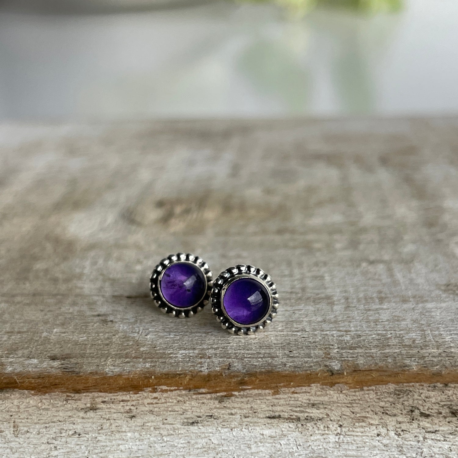 Amethyst Round Studs