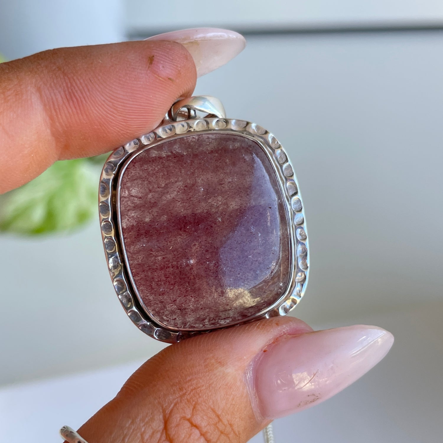 Strawberry Quartz Rectangle Pendant