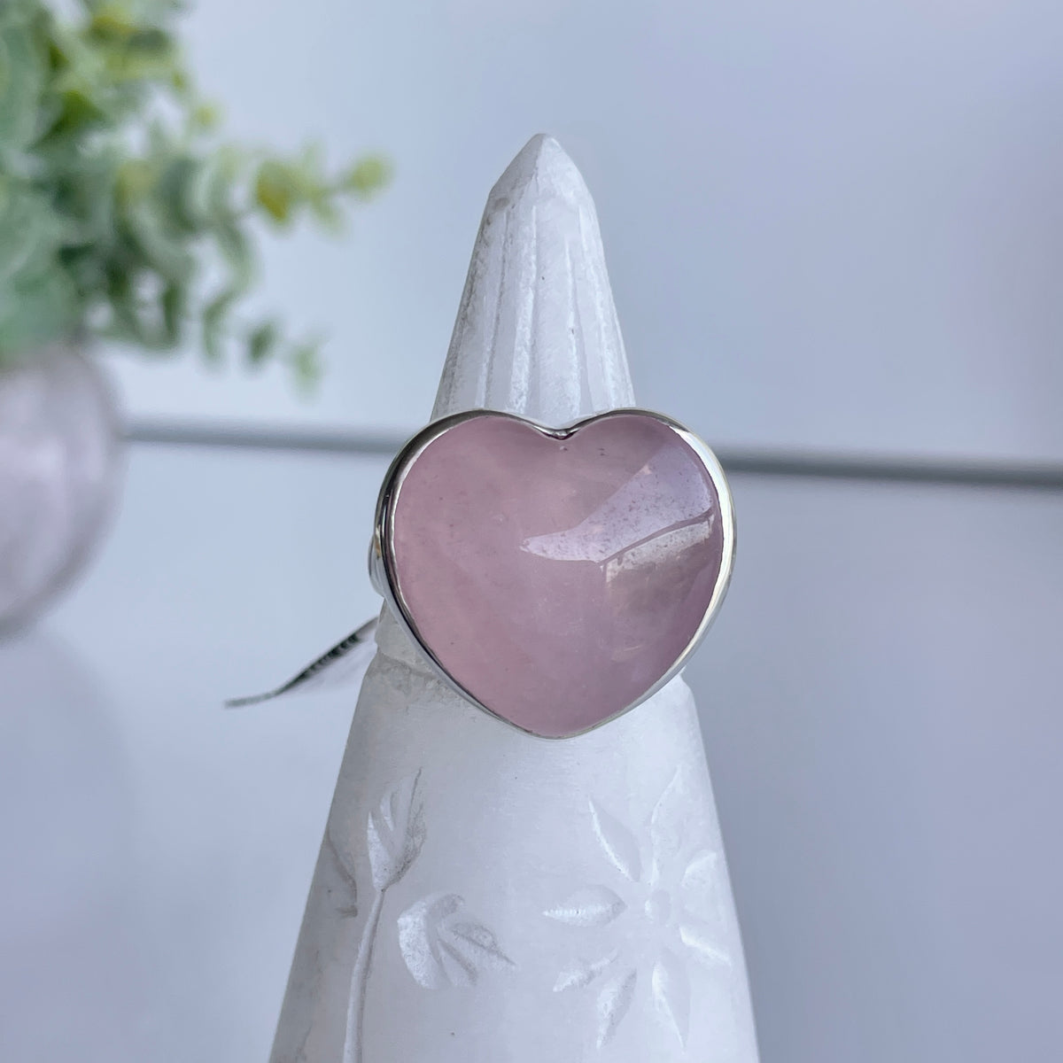 Rose Quartz Heart Ring Sz8.5