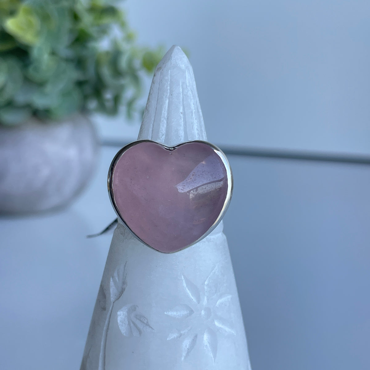 Rose Quartz Heart Ring Sz8.5