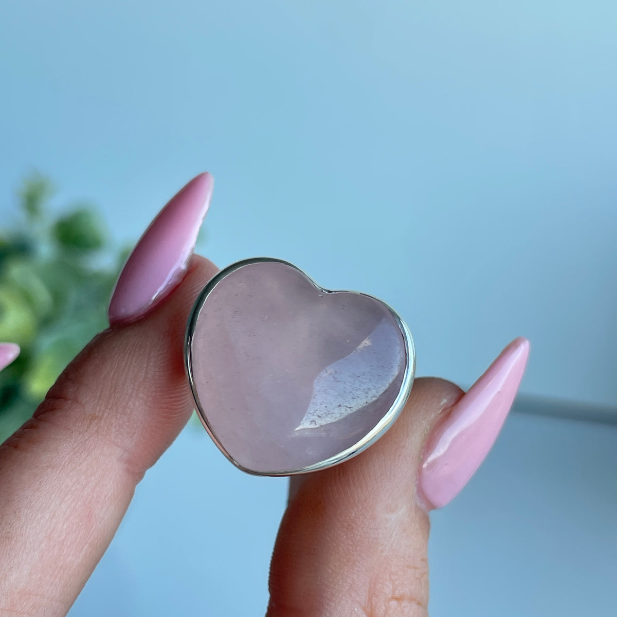 Rose Quartz Heart Ring Sz8.5