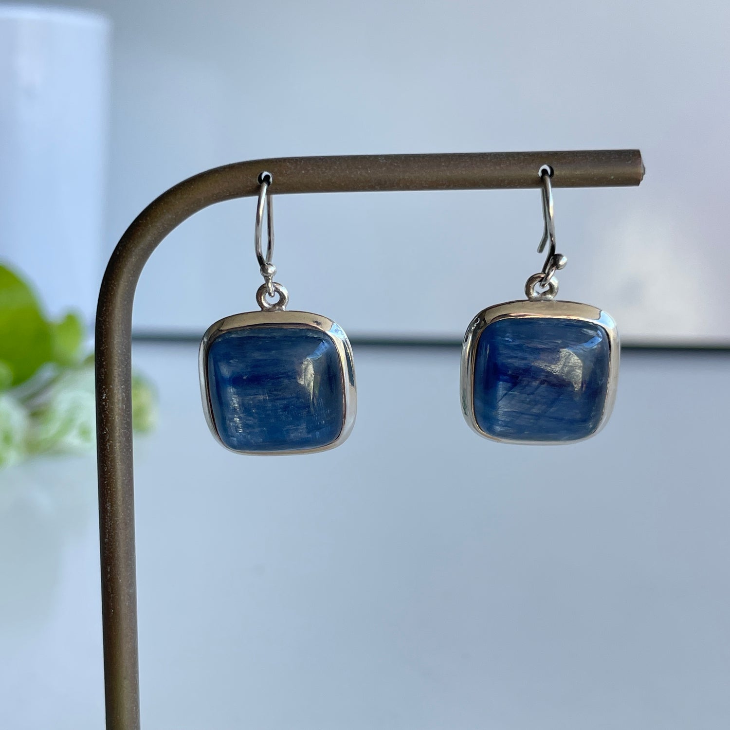 Blue Kyanite Square Earrings