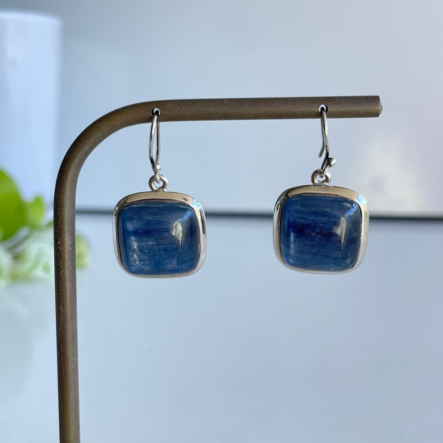 Blue Kyanite Square Earrings