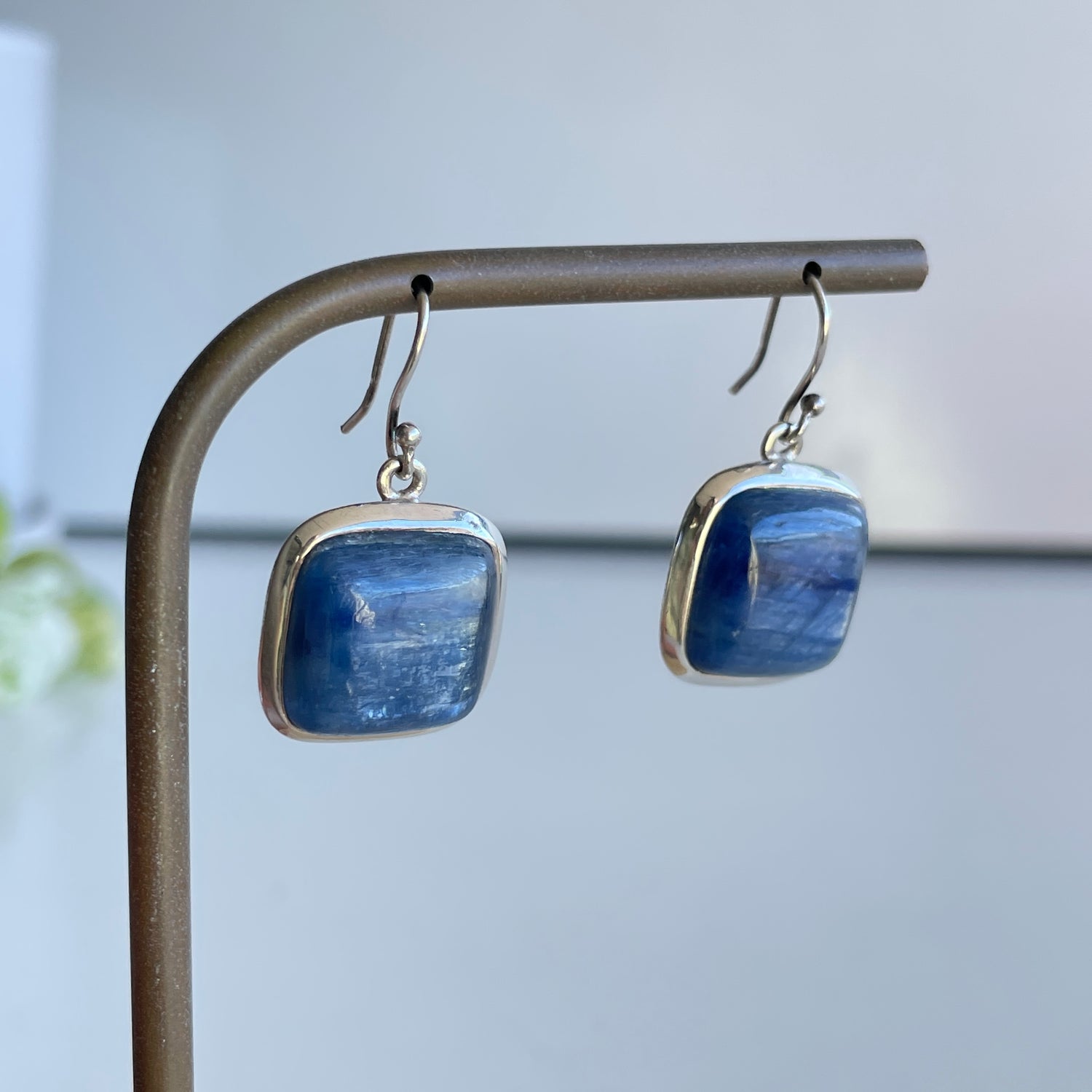 Blue Kyanite Square Earrings