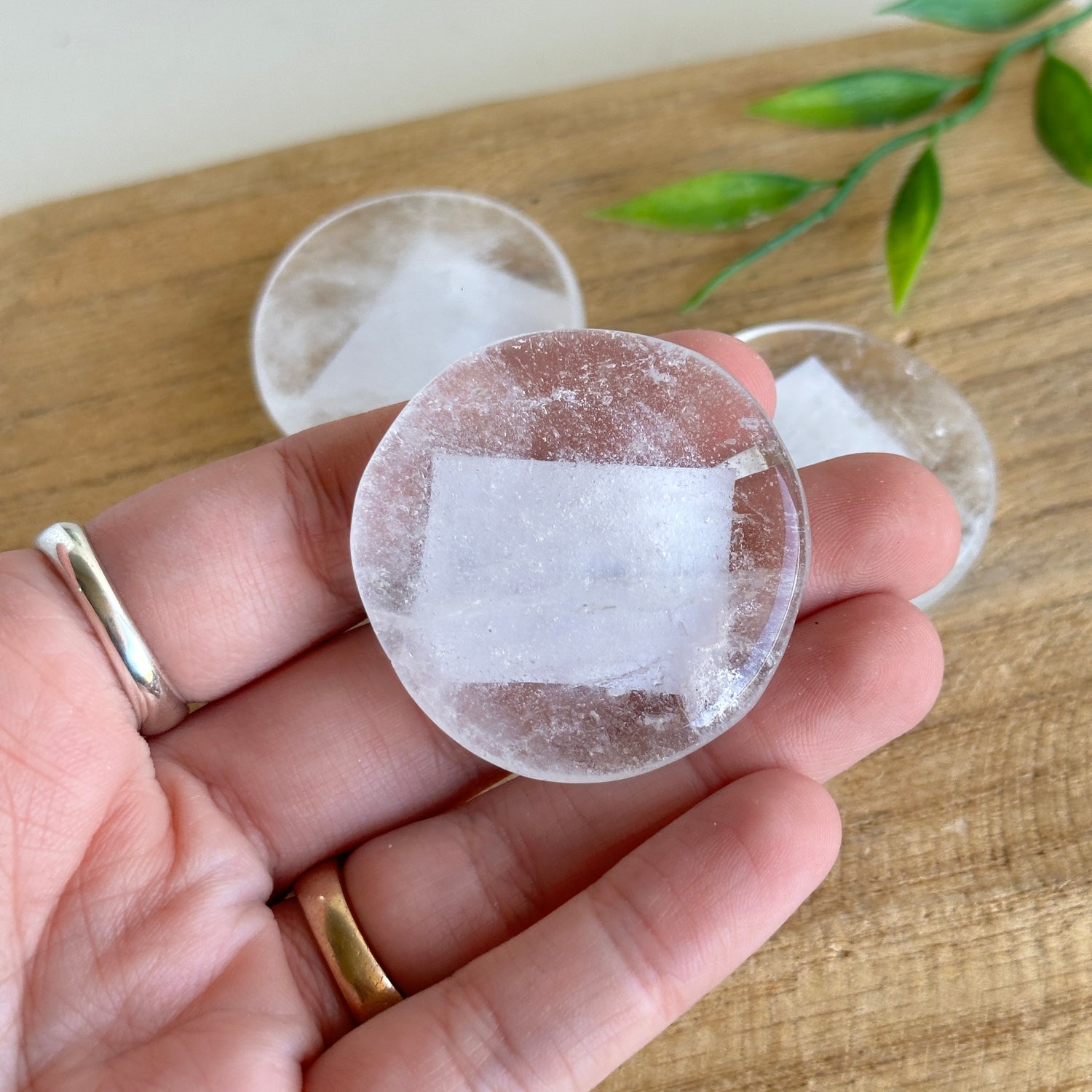 Clear Quartz Flat Stone XL Bra Buddy