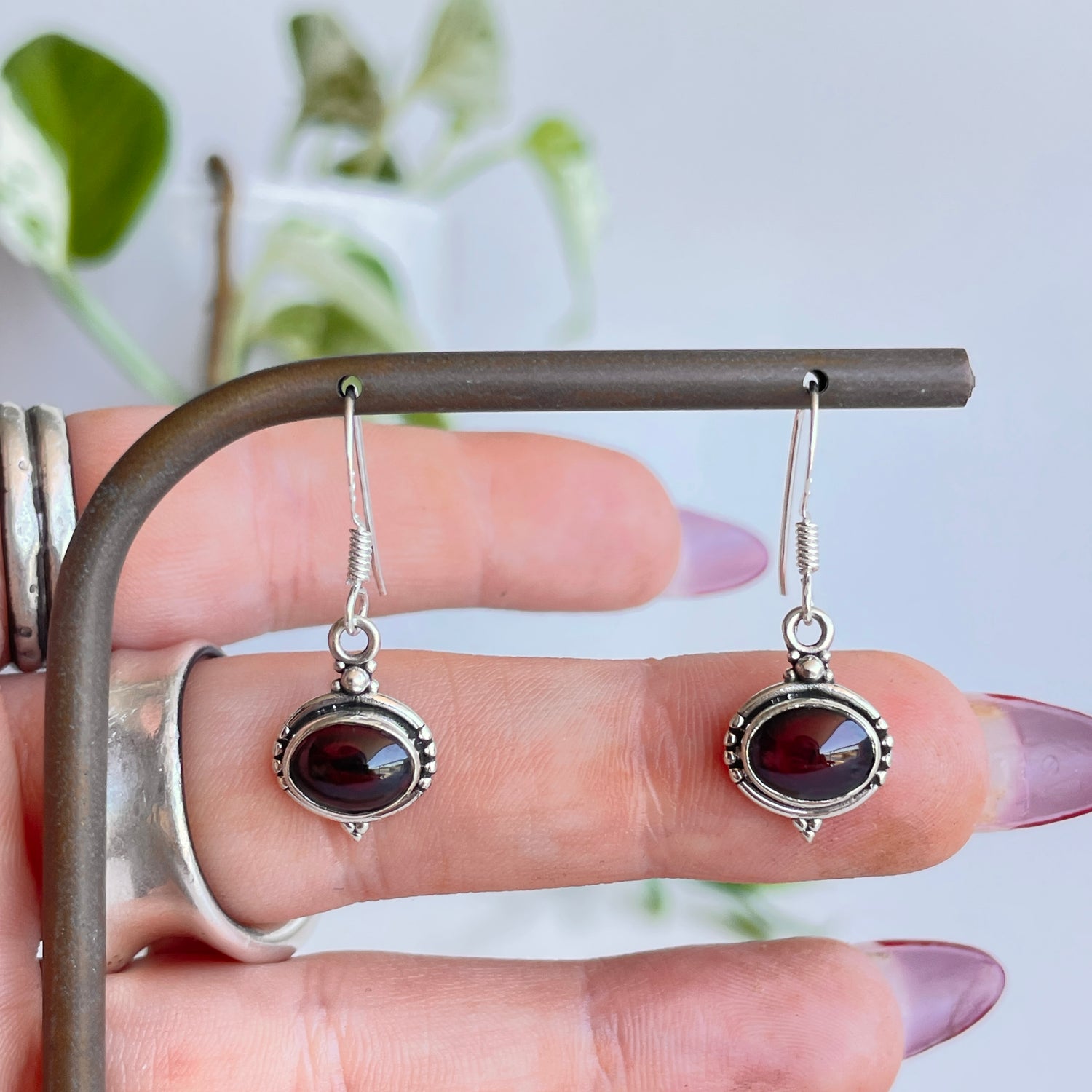 Garnet Oval Earrings