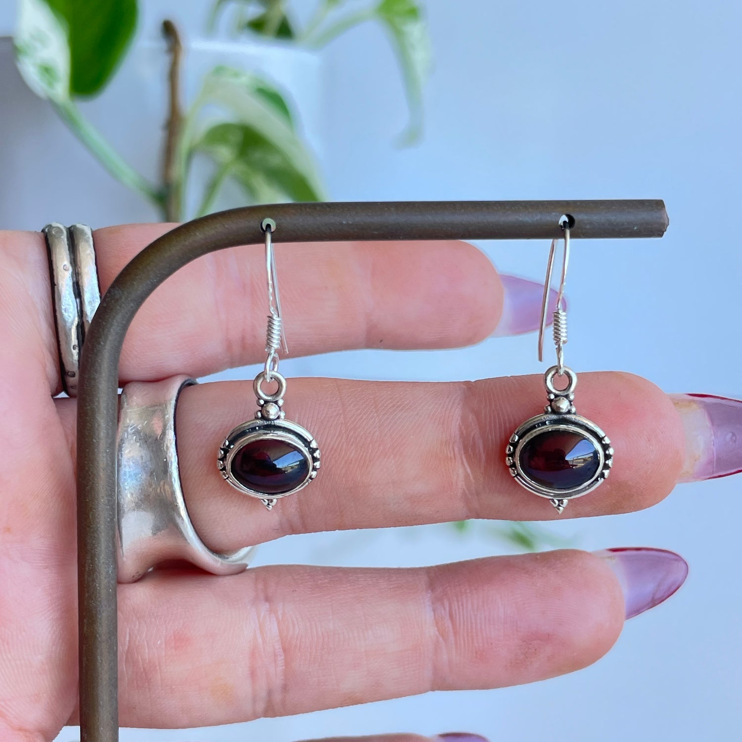 Garnet Oval Earrings