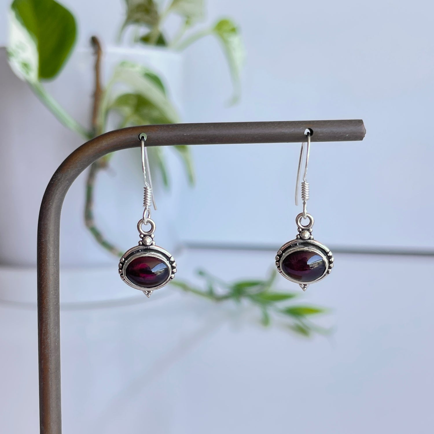 Garnet Oval Earrings