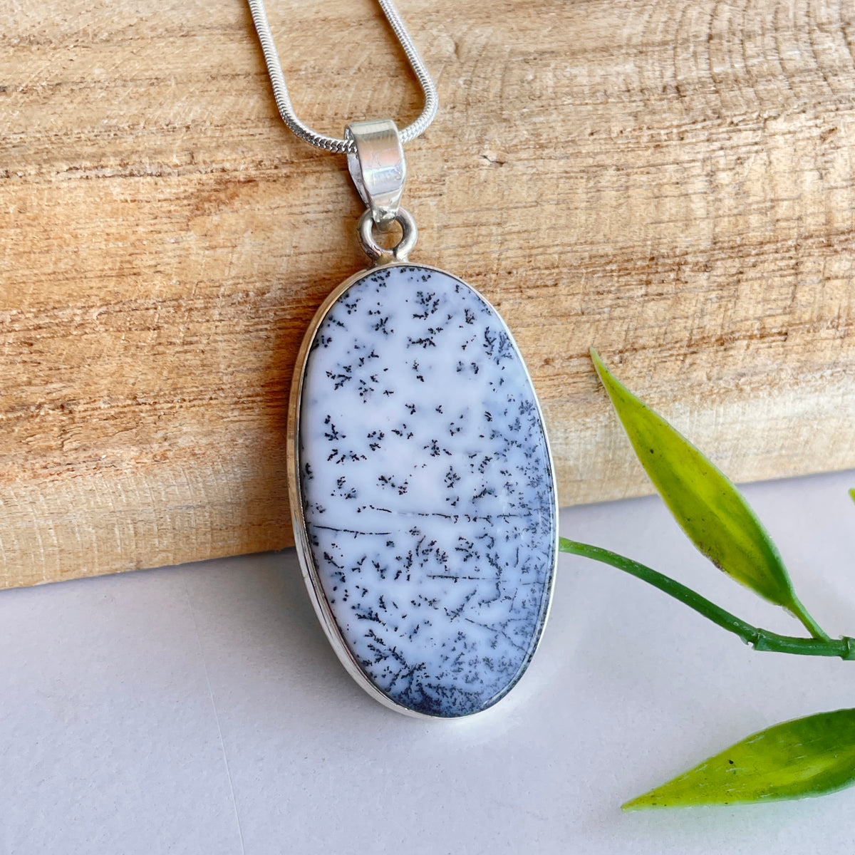 Dendritic Opal Oval Pendant