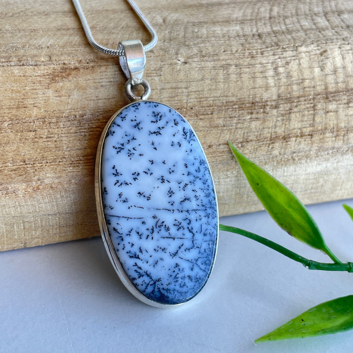 Dendritic Opal Oval Pendant