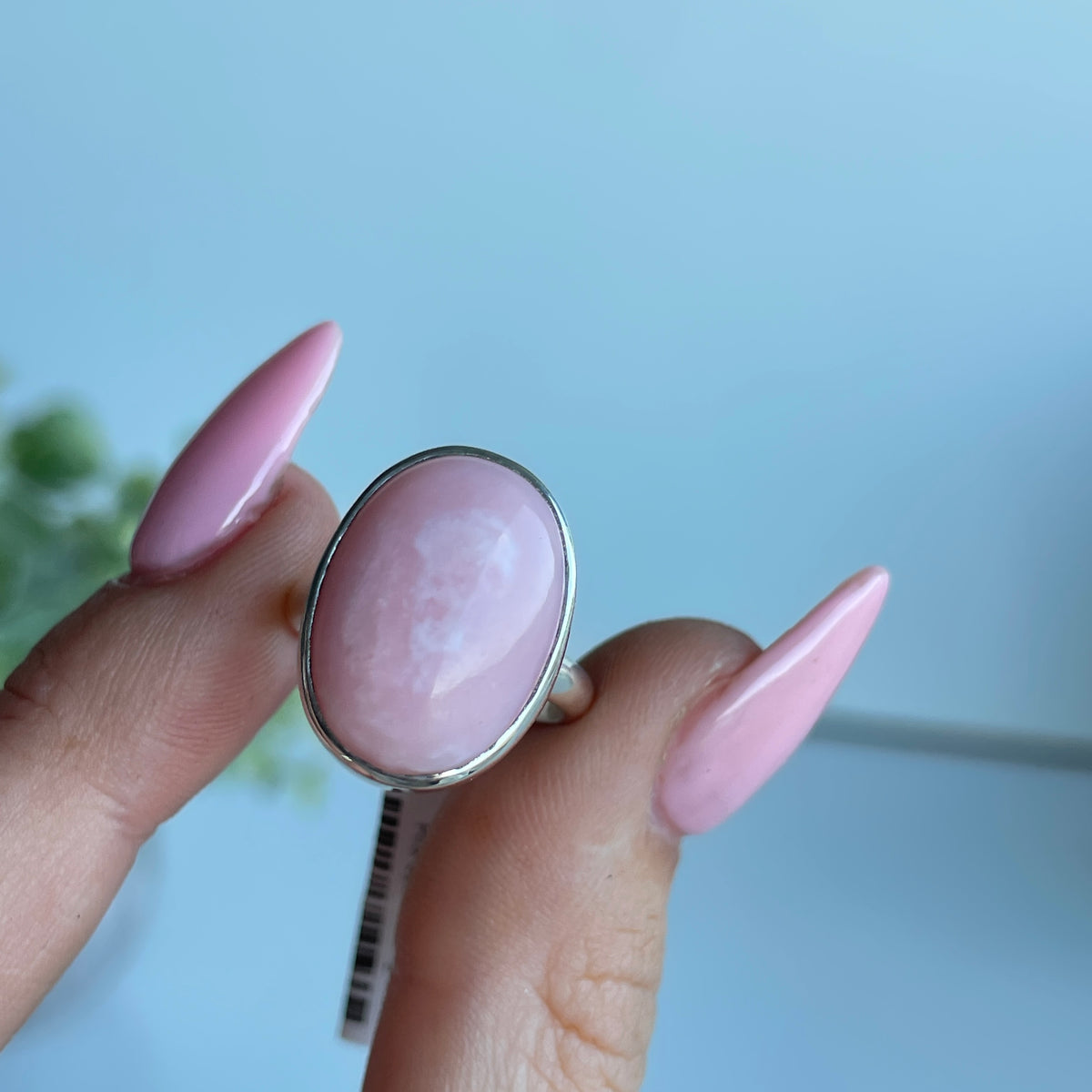 Pink Opal Oval Ring Sz6