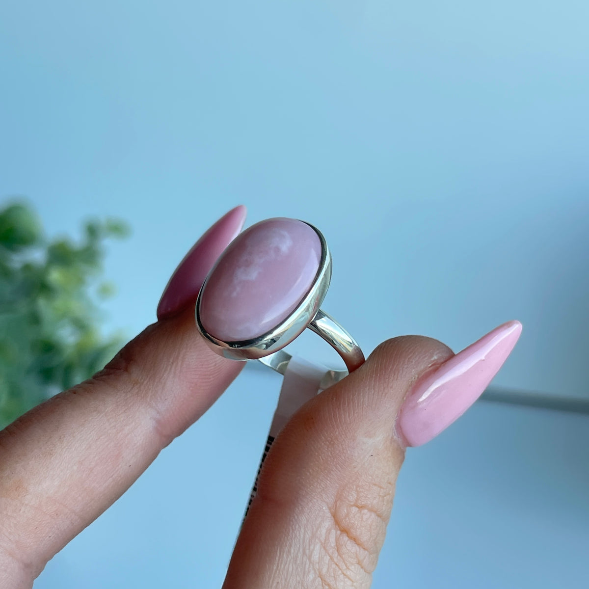 Pink Opal Oval Ring Sz6