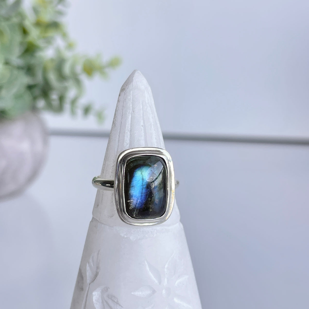 Labradorite Rectangle Ring Sz7.5