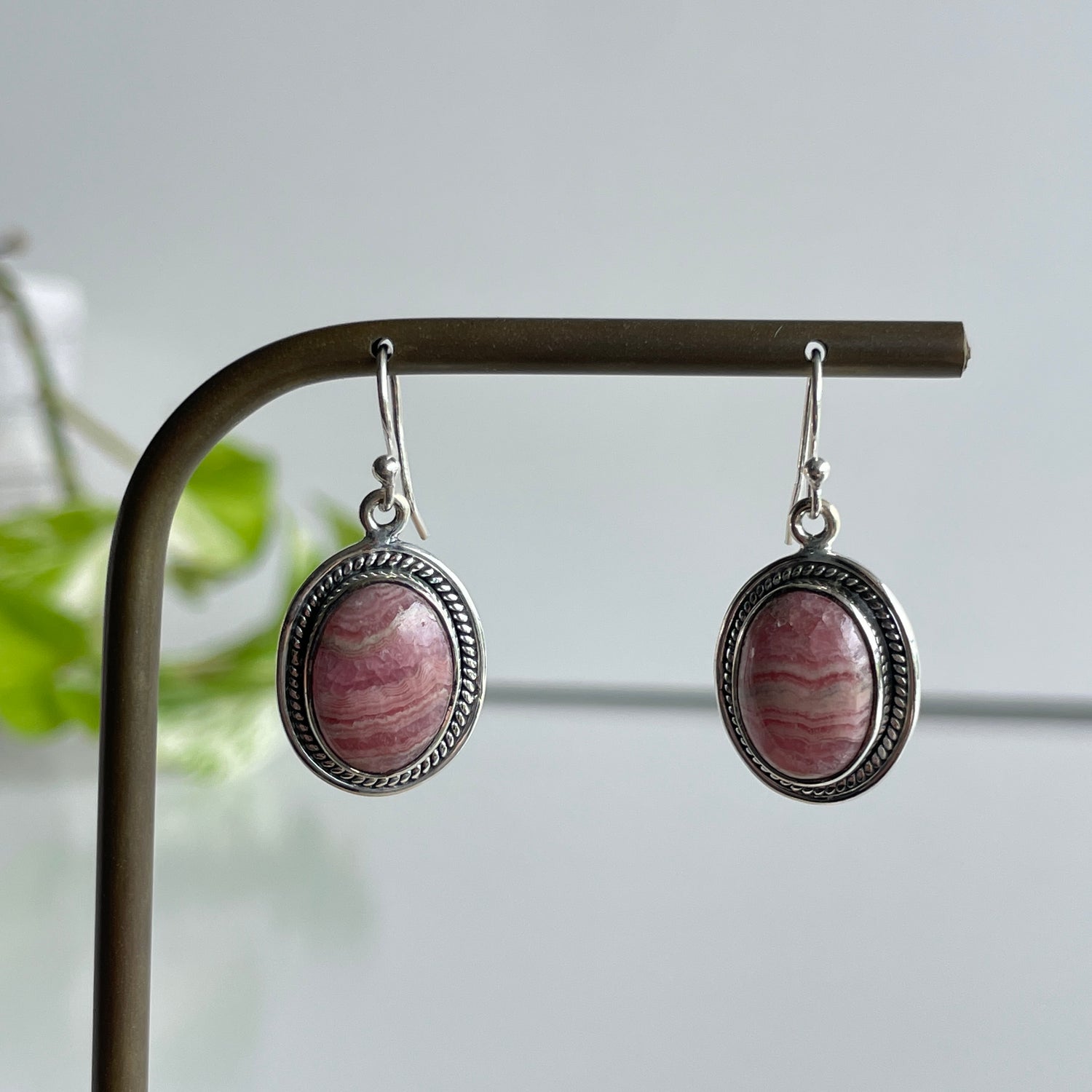 Rhodochrosite Oval Earrings