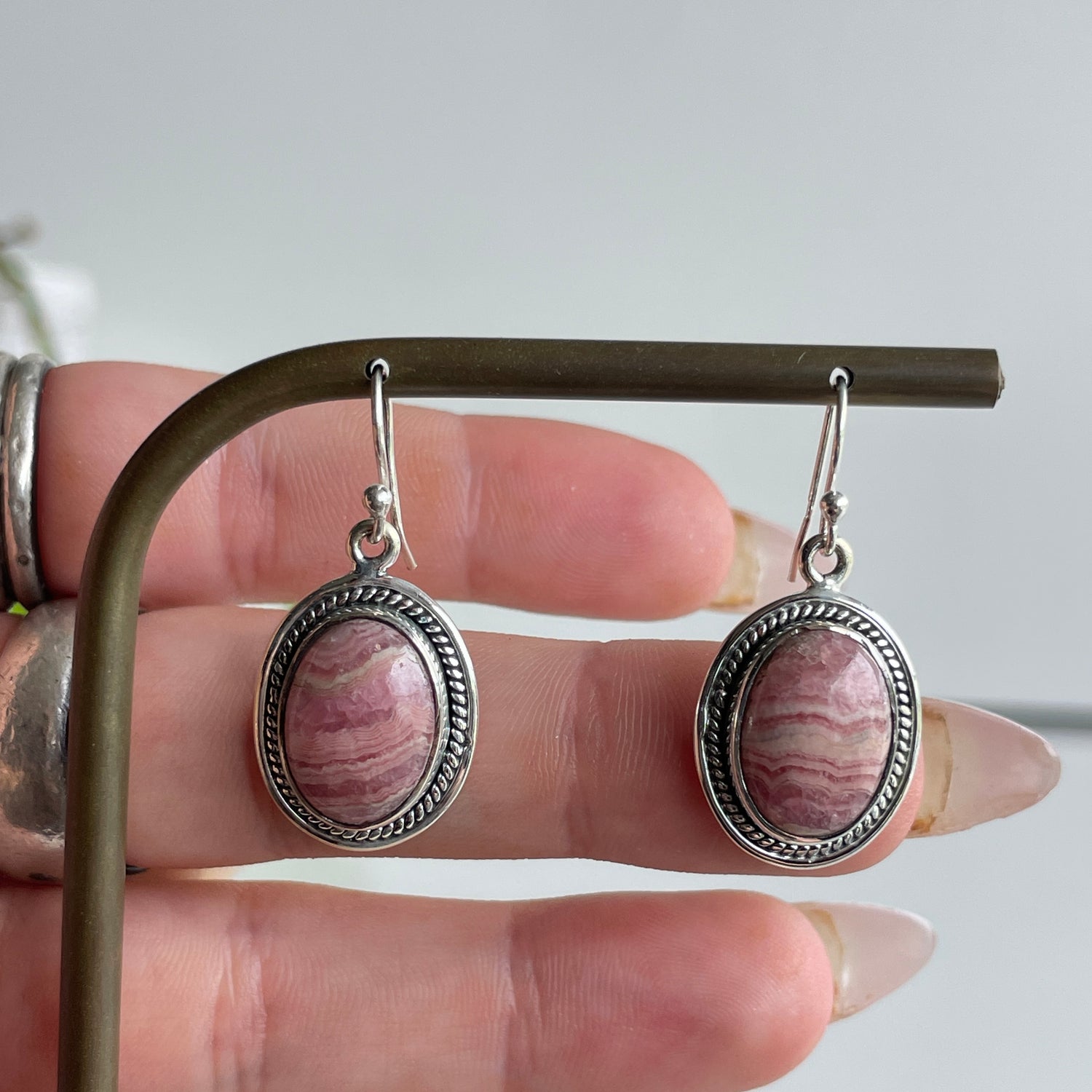 Rhodochrosite Oval Earrings