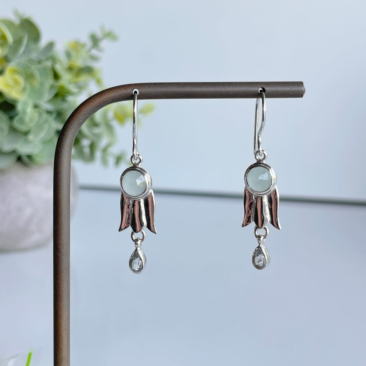 Aquamarine and White Topaz Earrings