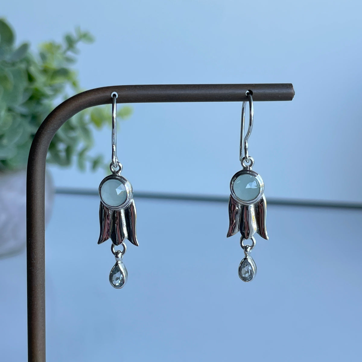Aquamarine and White Topaz Earrings