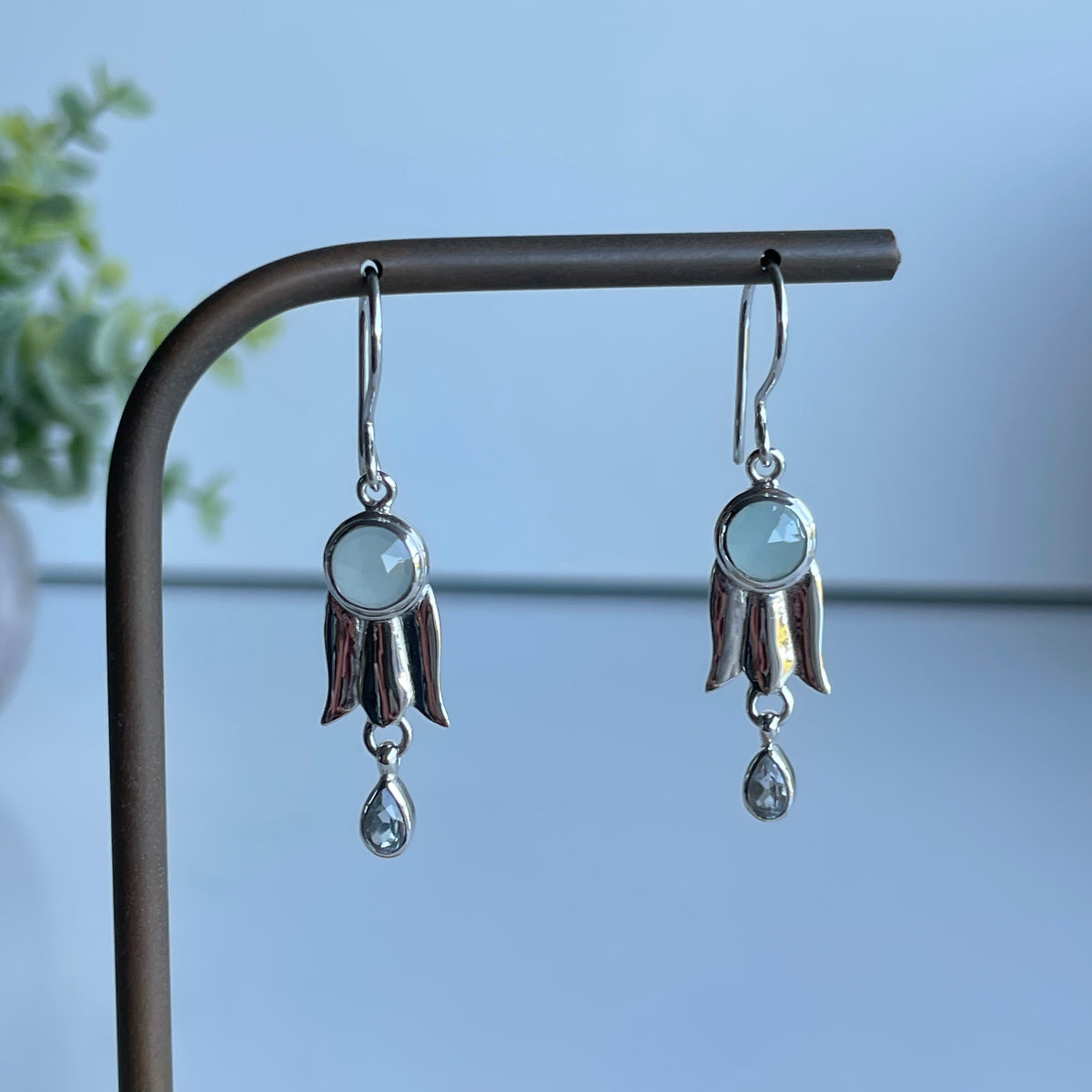 Aquamarine and White Topaz Earrings