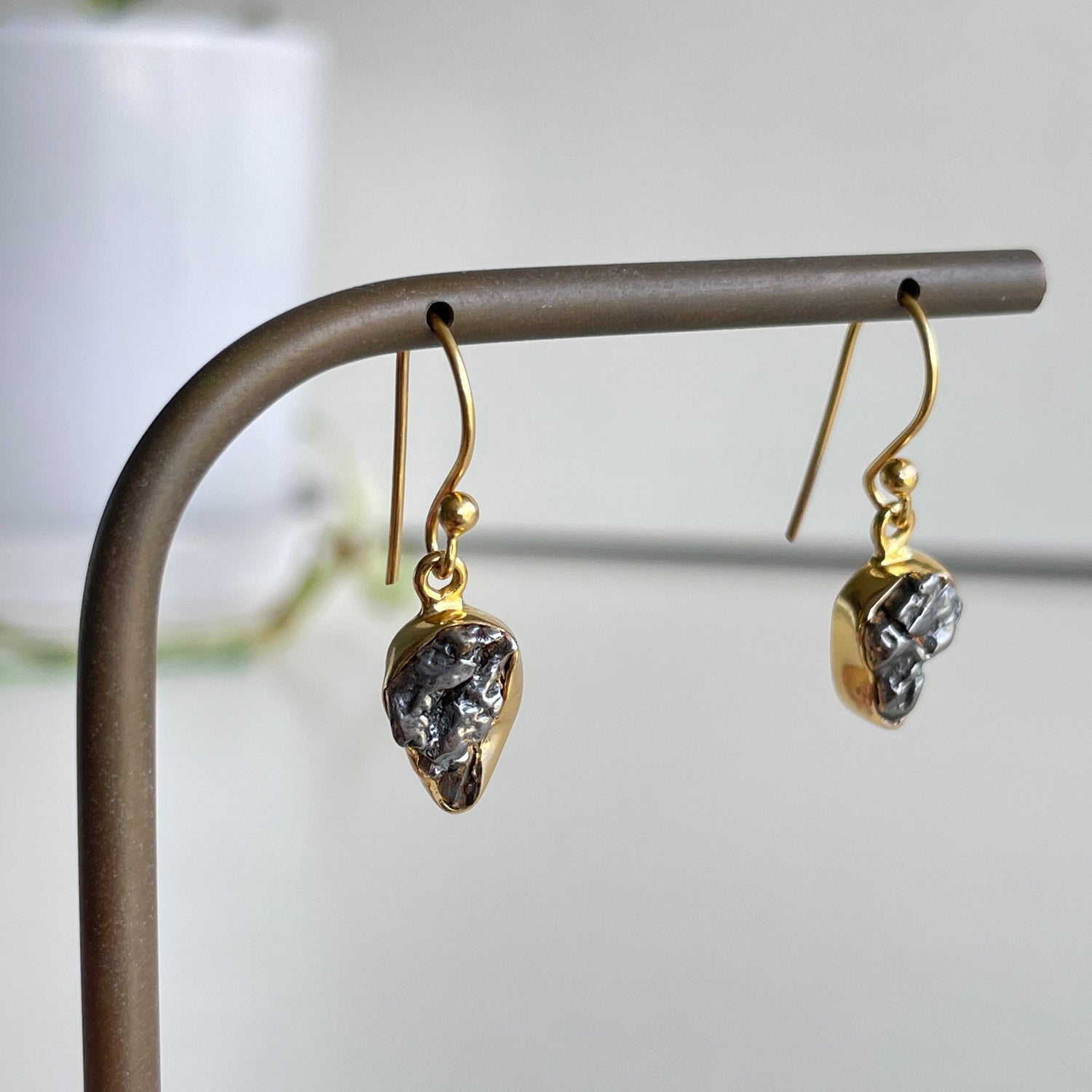 18K Gold Plated Meteorite Earrings