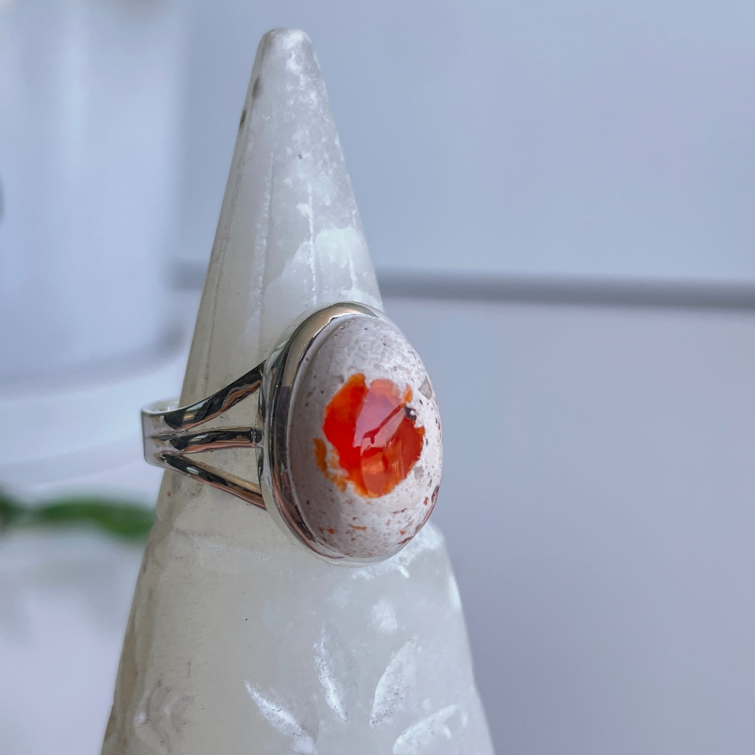 Mexican Fire Opal Oval Ring Sz8.5