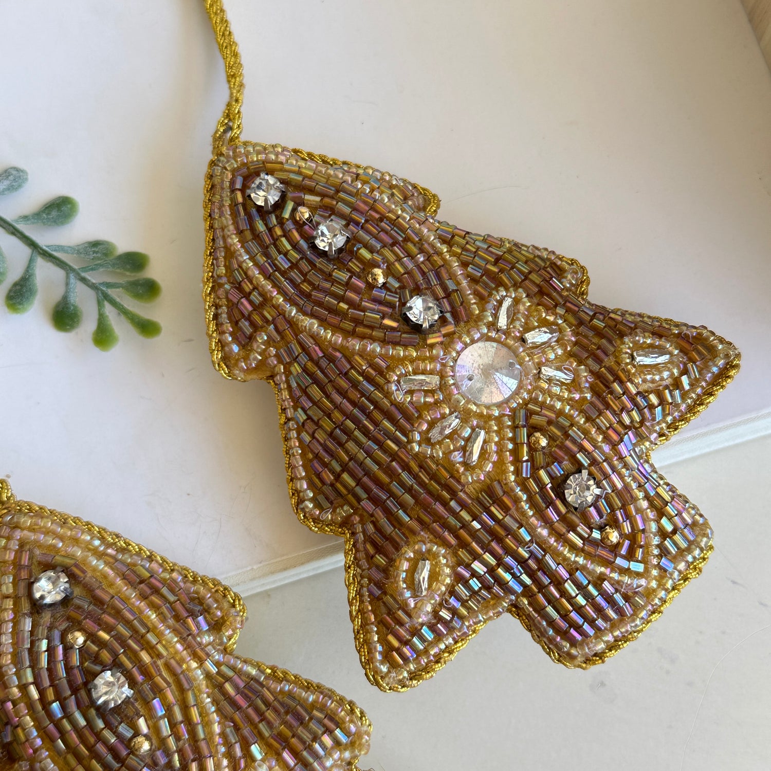 Gold Christmas Tree Beaded Hanging XM1039