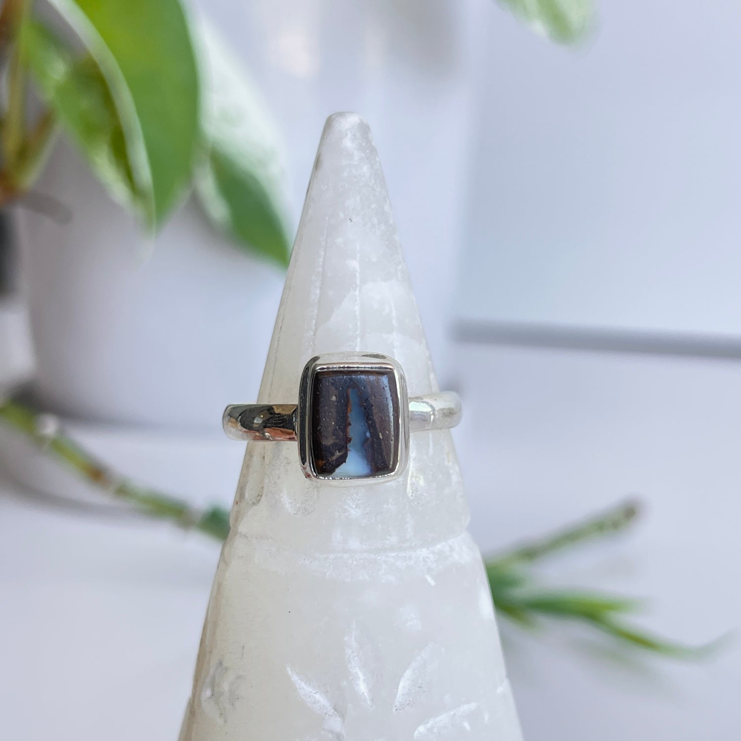 Boulder Opal Rectangle Ring Sz7