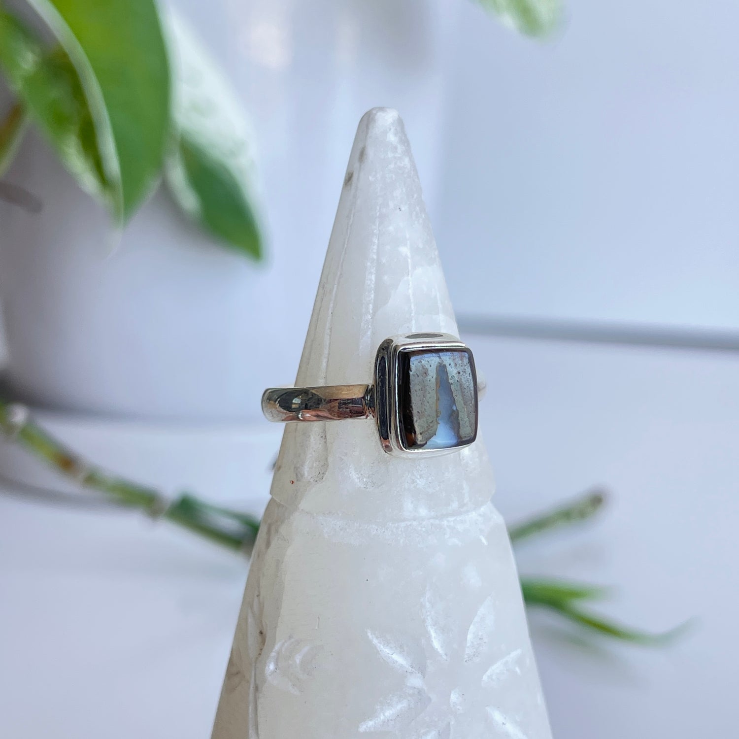 Boulder Opal Rectangle Ring Sz7