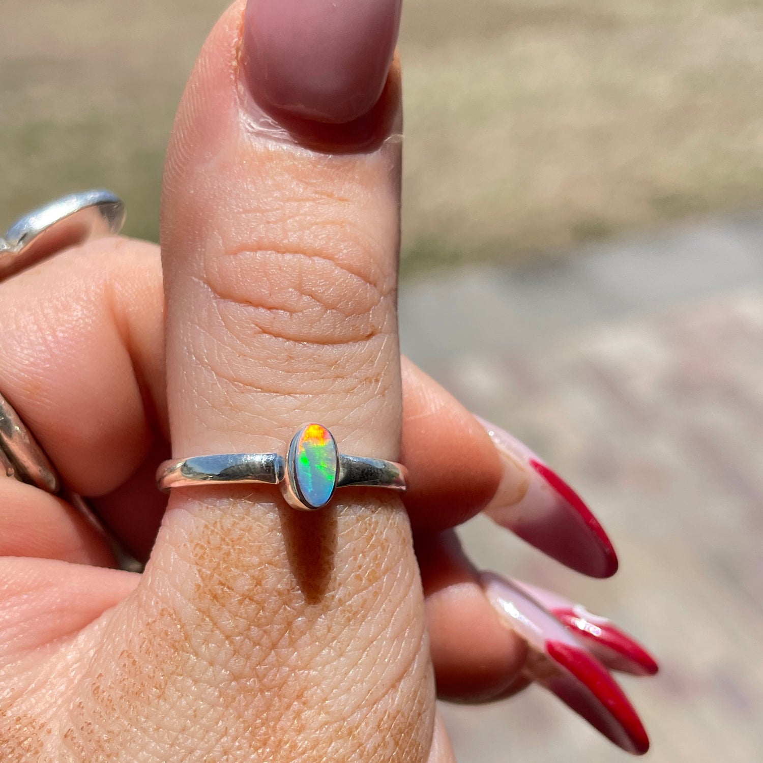 Australian Opal Oval Ring Sz8