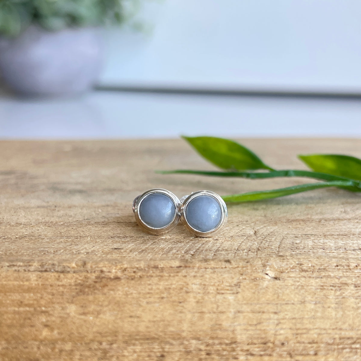 Angelite Round Stud Earrings