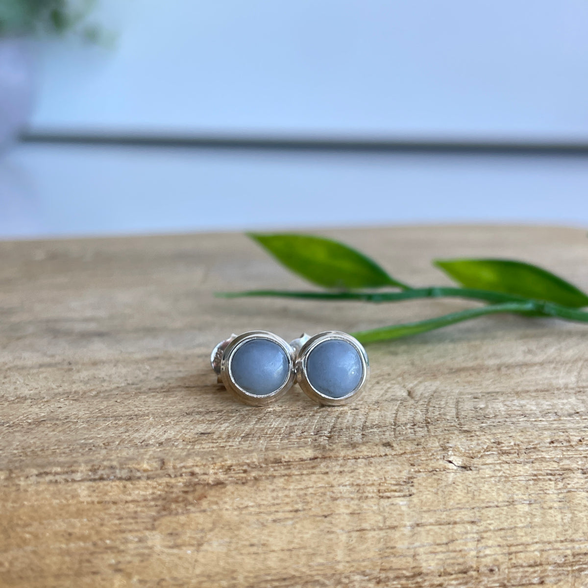 Angelite Round Stud Earrings