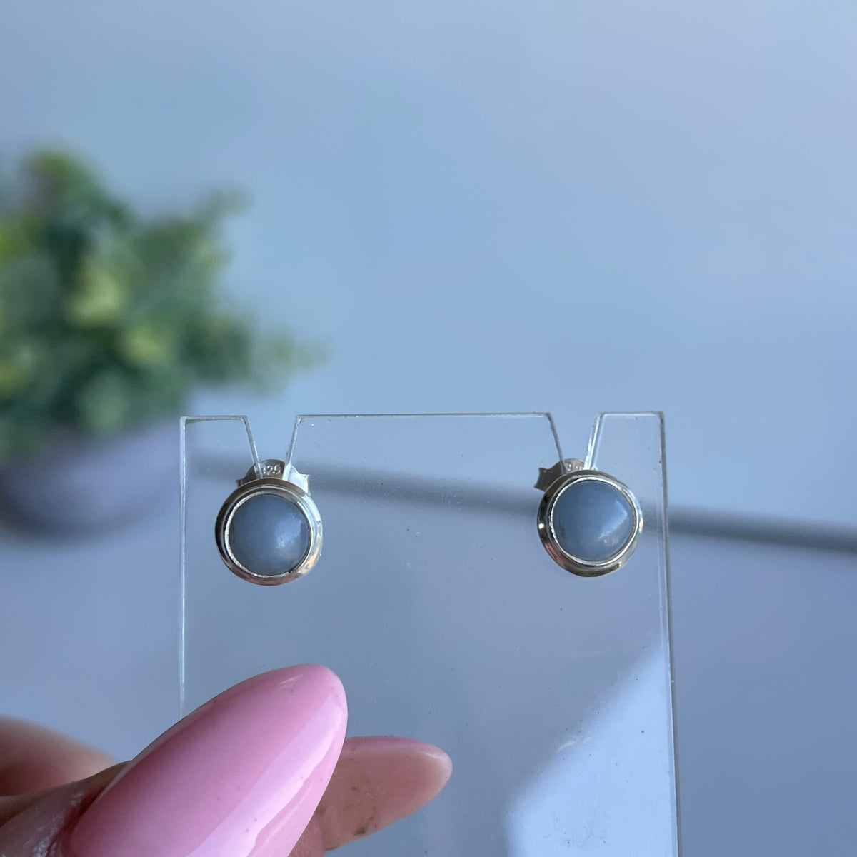 Angelite Round Stud Earrings