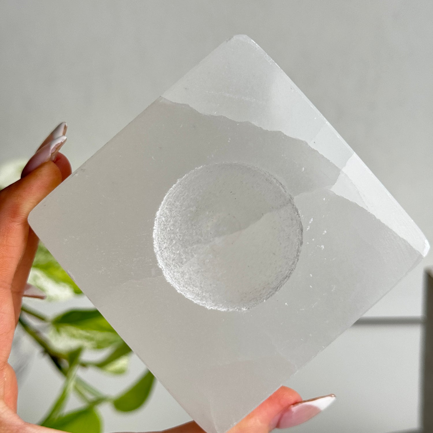 Selenite Square Tealight Holder
