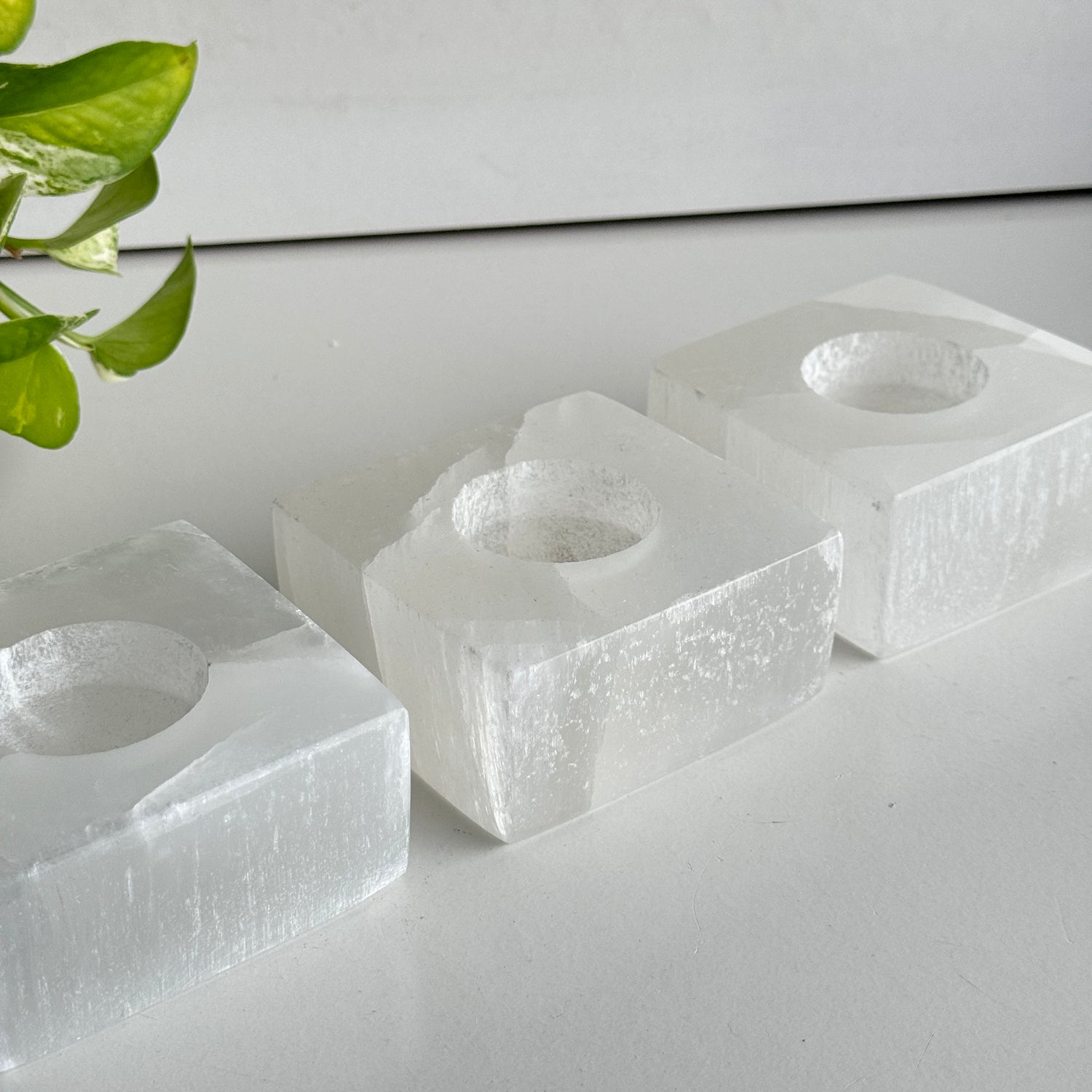 Selenite Square Tealight Holder