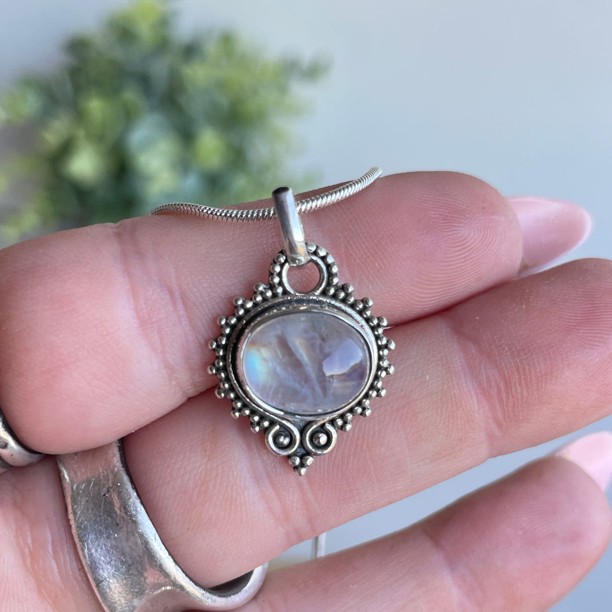 Moonstone Oval Filigree Pendant
