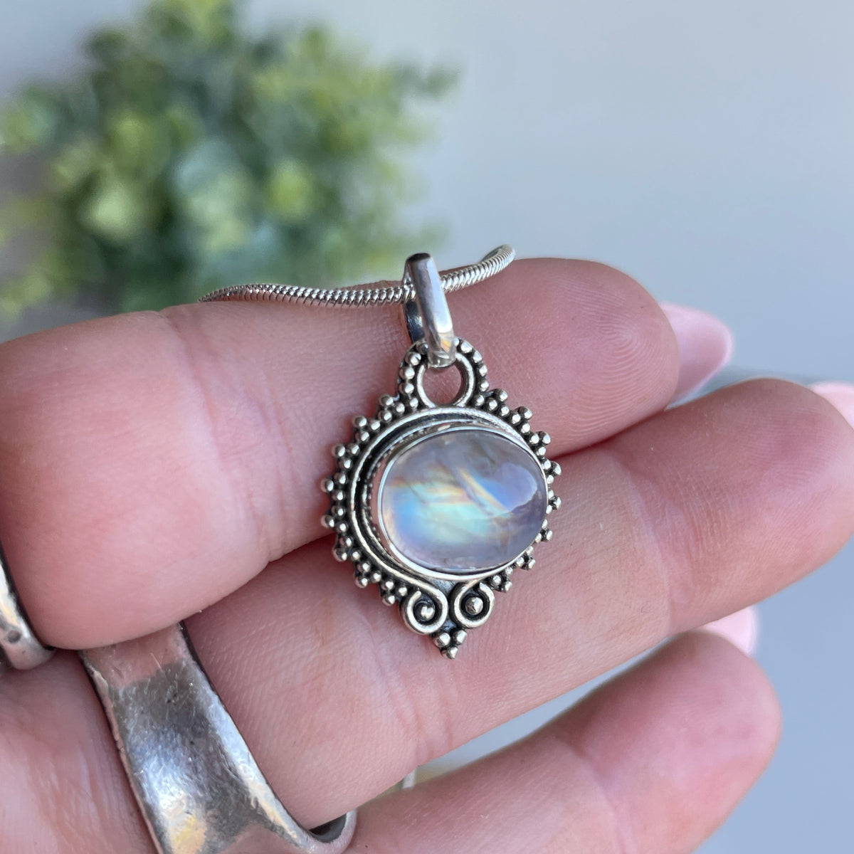 Moonstone Oval Filigree Pendant