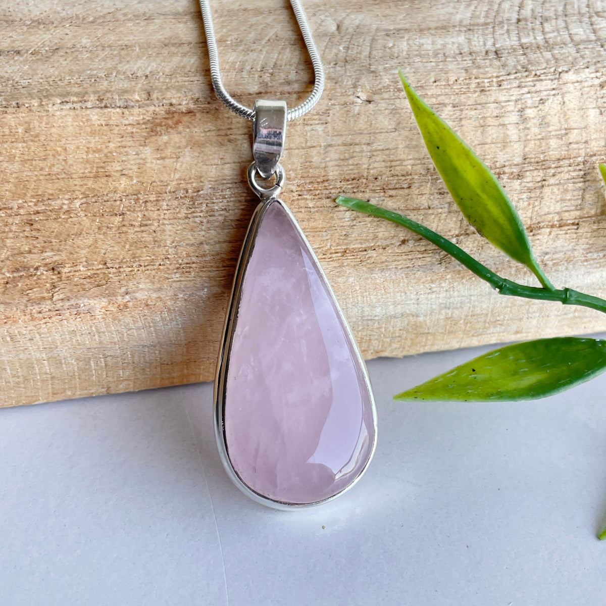 Rose Quartz Teardrop Pendant