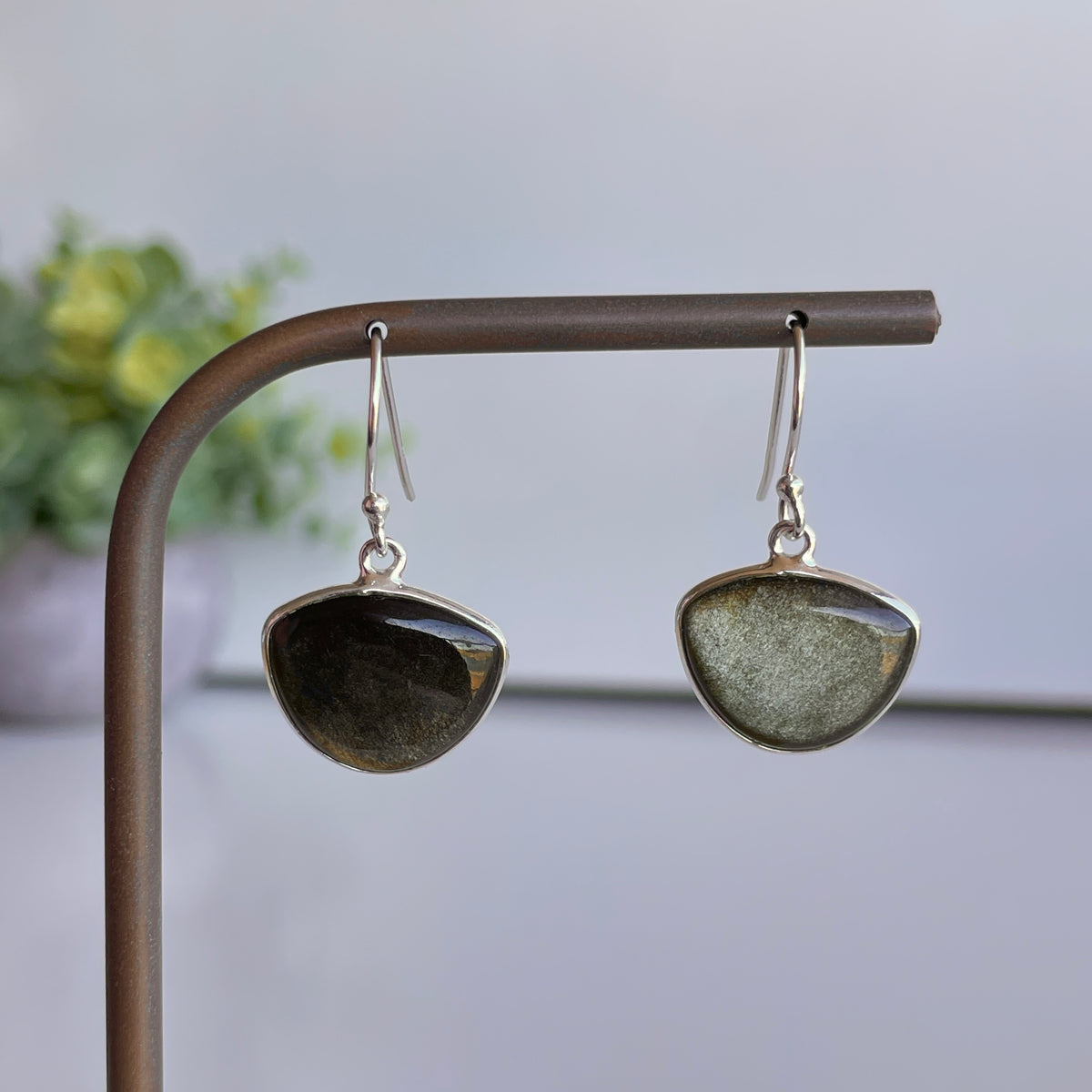 Gold Sheen Obsidian Earrings