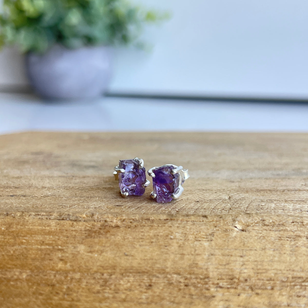 Amethyst Rough Stud Earrings