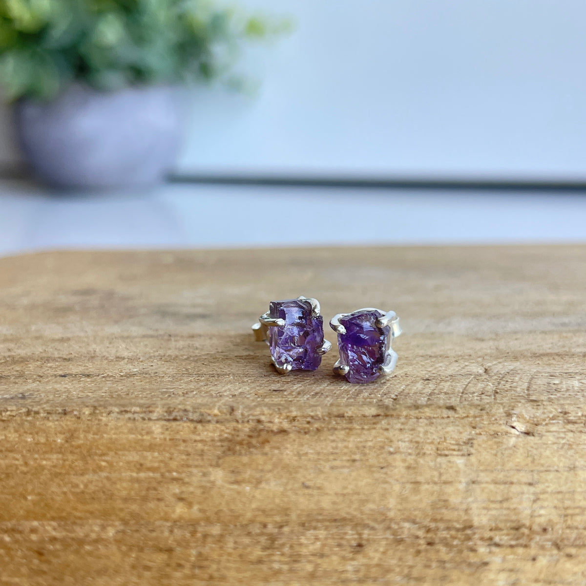 Amethyst Rough Stud Earrings