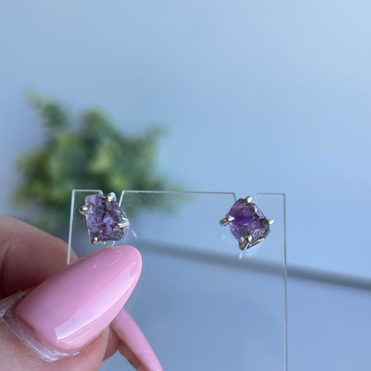 Amethyst Rough Stud Earrings