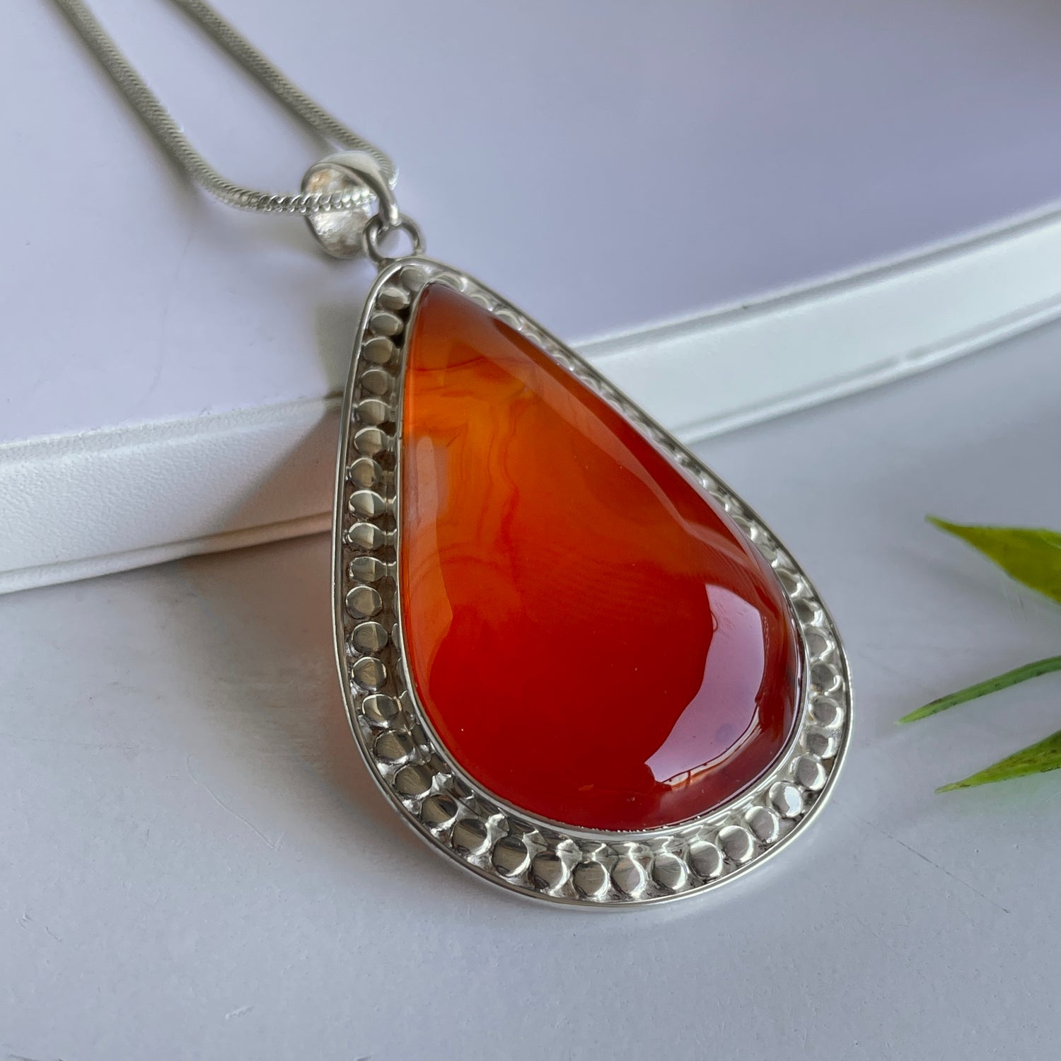 Carnelian Teardrop Pendant 006