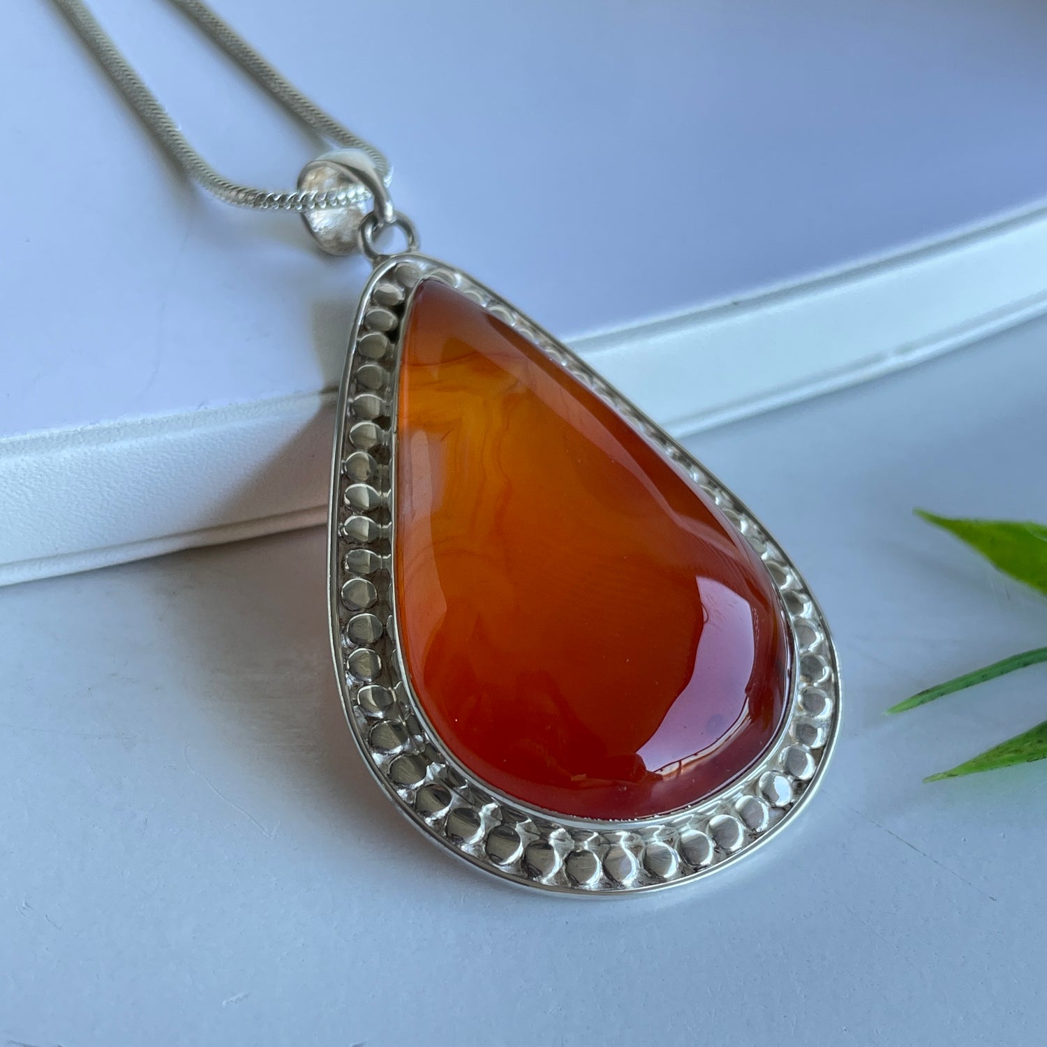 Carnelian Teardrop Pendant 006