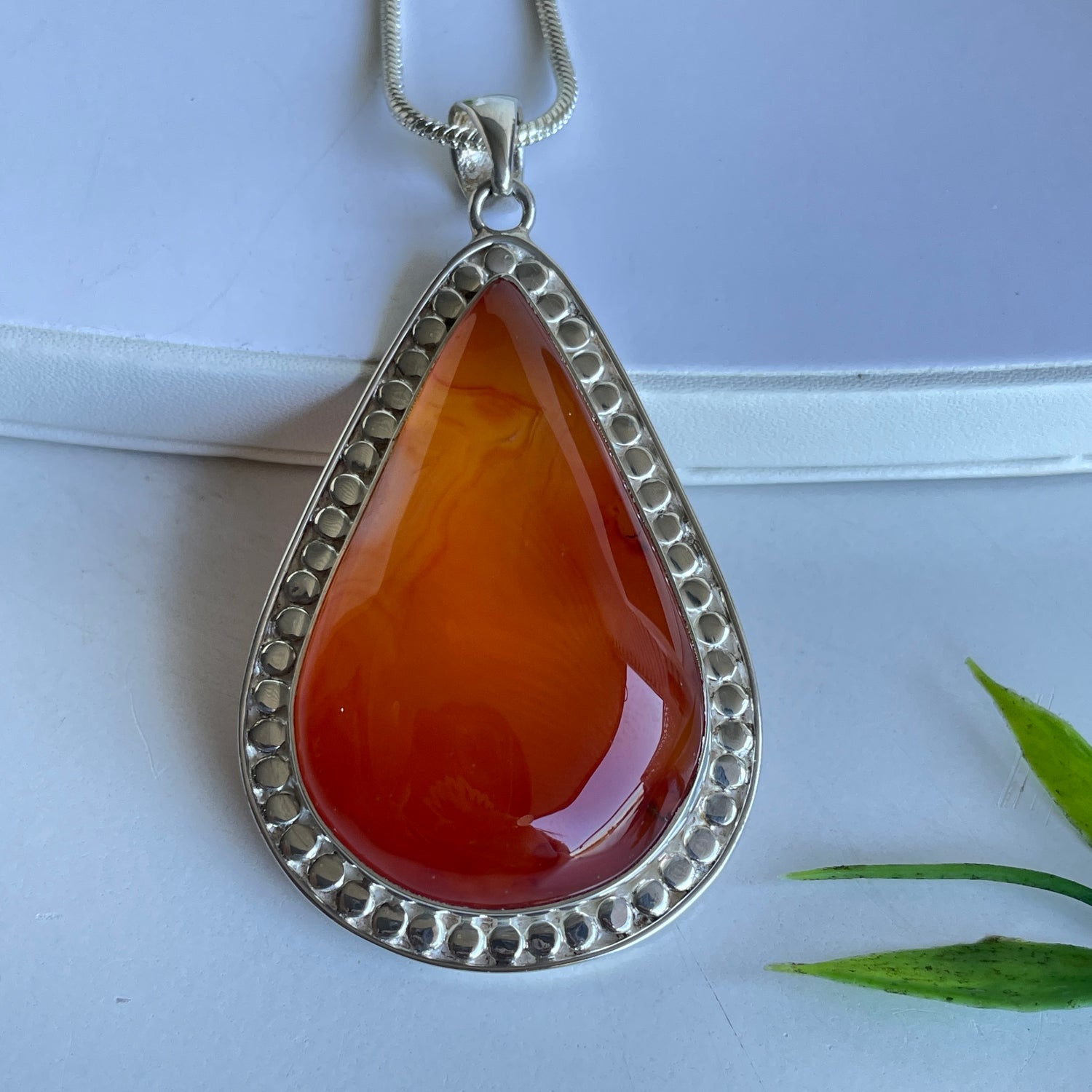 Carnelian Teardrop Pendant 006